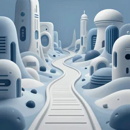 an epic elite mysterious whimsical masterpiece retro sci - fi fantasy matte painting of a winding path through arctic dream worlds with surreal architecture designed by heironymous bosch, structures inspired by heironymous bosch's garden of earthly delights, surreal ice interiors by cyril rolando and asher durand and natalie shau and cyril rolando, insanely detailed and intricate, complex, elegant, story