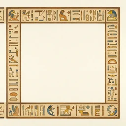 a thin image border in the style of egyptian hieroglyphs painted by alphonse mucha, concept art, matte, sharp focus, illustration