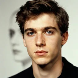 close up photo of a attractive young male  by Diane Arbus and Louis Daguerre