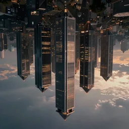inception city another inverted upside down above, artstation, cinematic dark volumetric lighting
