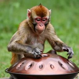 monkey playing a handpan