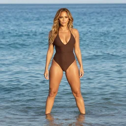 photo of model, similar to jennifer lopez, in ocean, age 2 8, full body shot 4 k
