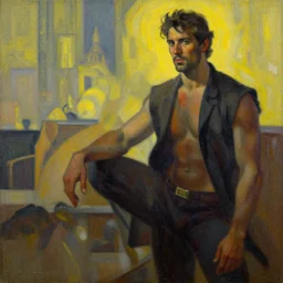 a painting in the style of gil elvgren and in the style of tim hildebrandt.