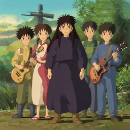 nirvana band in the style of studio ghibili