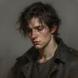 half - length portrait of a depressed man. fantasy, digital painting, hd, detailed.