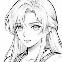 alluring highly detailed manga close-up line art portrait of (1) Jaheira from Baldur's Gate 2 (beautiful half-elf, tan skin), very detailed, realistic, colorful
