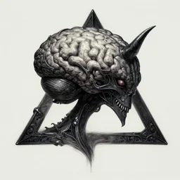 anthropomorphic triangle brain in edgy darkshadowiron pike demon, intricate, elegant, highly detailed animal monster, digital painting, artstation, concept art, smooth, sharp focus, illustration, art by artgerm, in the style of wayne barlowe, and in the style of greg rutkowski, and in the style of alphonse mucha, 8 k