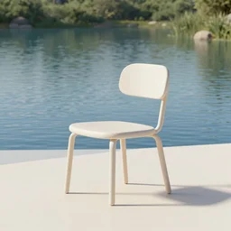 3d render of a minimalistic chair near a lake, 3d minimalistic art, unreal engine, 4k, studio lighting,