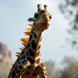 national geographic photograph of a species that looks like a cross between a iguana and a giraffe, photorealistic, natural lighting, trending on artstation