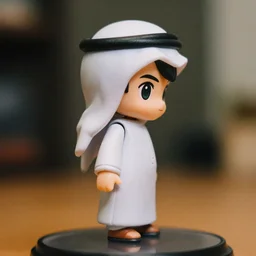 side view of an arabic ninja boy as nendoroid in arabic clothes, side view, 8 k hd dof, kodak film,