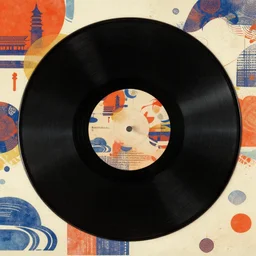 vinyl records as abstract art, concept art, digital art, japanese art