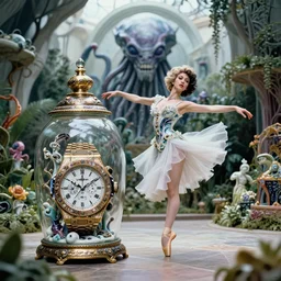 fuji gfx, 8 k, j. j abrams flare ; esoteric ultra realistic cthulhu in hublot ( 1 9 9 0 ) film still garden dance scene in frontiers in porcelain photography fashion magazine june seinen manga portrait edition, hyperrealistic real - life xenomorph britt marling porcelain occult timepiece in victorian glass jar, pointe pose, eye contact, tilt shift wide shot zaha hadid background