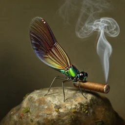 Heteropteryx dilatata smoking a cigar, by Jan van Kessel