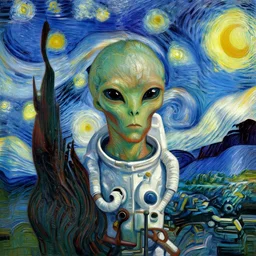 symmetry!! van gogh portrait of an alien astronaut, stilish, colorful, angular, highly detailed, dynamic lighting, digital art, digital painting, artstation, terence nielsen, sharp focus, illustration, art by artgerm and greg rutkowski and moebius, 8 k