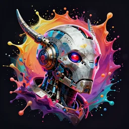 horizon forbidden west robot creature head portrait by josan gonzalez splash art graphic design color splash high contrasting art, fantasy, highly detailed, art by greg rutkowski