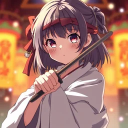 isekai cute anime sword maiden blindfolded, stylized, beautiful lineart, depth focus, rankings pixiv, artstation, chromatic aberration, soft lighting, srgb, 4 k artstation, hdr, cinematic, by kadokawa, nitroplus, mihoyo, kodansha, shogakukan