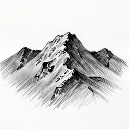charcoal pencil sketch of mountains, lower third, high contrast, black and white
