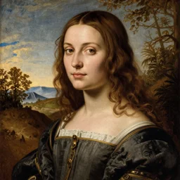 a portrait of a character in a scenic environment by carlo crivelli