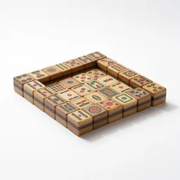 rustic mahjong tiles, studio product photography, isolated on a pure white background, centered, entire object in frame, sharp focus, soft studio lighting