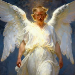 high quality high detail painting by ilya repin depicting trump as a beautiful angel, glow
