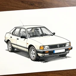 a hand drawn sketch of a 1 9 9 9 scenic ( car ) from renault
