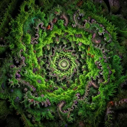 a psychedelic fractal moss, fractal, mandelbrot, depth and contrast, style david normal