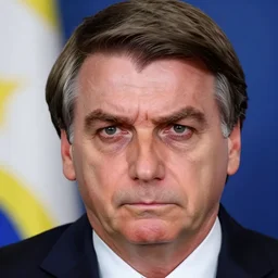 Jair Bolsonaro with angry eyes, high angle camera artwork by Sergey Kolesov