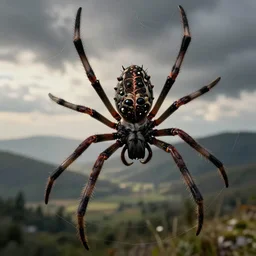 a spider with the head of kristen stewart, photography,