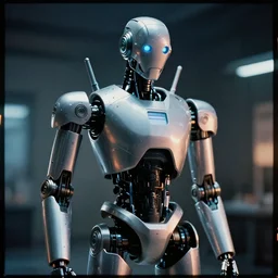 i've come to help you with your problems, so we can be free,, cybertronic robot, cinematic, volumetric lighting, f 8 apeture, eastman 5 3 8 4 film,