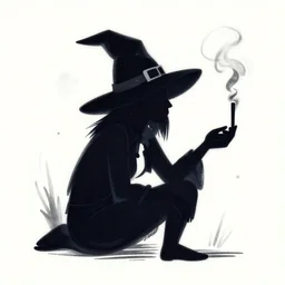 witch smoking vector illustration, vinyl plotting art