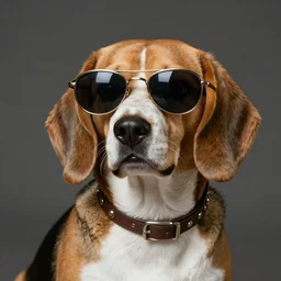 sublime portrait of a beagle with sunglasses, steampunk era