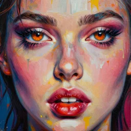 passionate lips and burning eyes of our youth detailed and highly reliefed analogue collage with canvas texture in style of conteporary art, punk art, dadaism, photorealistic, expressionism, masterpiece, perfect composition, COLORFUL, spectacular quality, intricate oil details