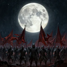 beautiful as the moon, terrible as an army with banners. art by james paick and greg rutkowski