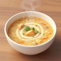 A bowl of soup that is portal to another dimension as a digital art.