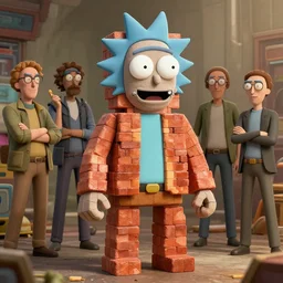 hyper realistic rick sanchez as a literal brick creature, gorgeous lighting by weta studio, mucha, bautista and norman rockwell and greg rutkowski and tom bagshaw and james gurney and lucasfilm