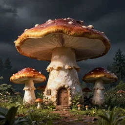a mushroom house in the middle of nowhere. detailed fantasy art, by ferdinand knab, simon stalenhag and beeple, and cyril rolando, octane render