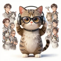 nerd cat listen to some music, extremely detailed, sharp focus, wide view, full body shot, smooth, digital illustration, by james jean, by rossdraws, frank franzzeta, mcbess, sakimichan, brosmin, danton fadeev, steve simpson