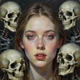 close up face of a extremely beautiful bond female vam pire portrait, masterpiece, death and robots, oil on canvas, artgerm, norman rockwell, craig mulins, trending on pxiv,