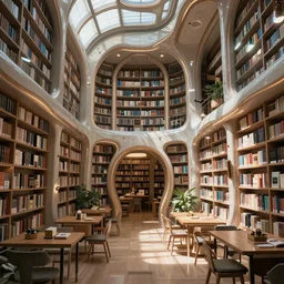 interior of a solarpunk library