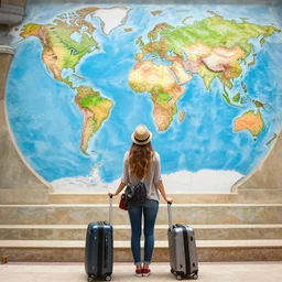 a girl traveling around the world