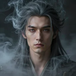 highly detailed portrait of a man by riven phoenix, etheric mood, matte painting, swirls of smoke and mist, high definition camera, depth of field