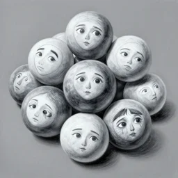 a bunch of balls with faces painted on them, chalk art by Aaron Nagel,, behance, naive art, behance hd, lighthearted, vibrant colors ::