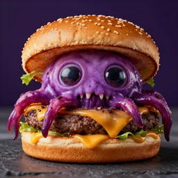 mcdonald's lovecraftian tentacle eyeball burger, hdr studio lighting, award winning food photography, highly detailed