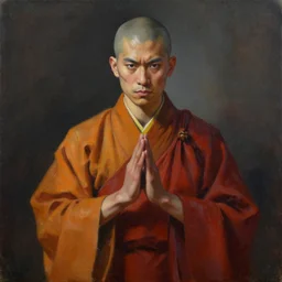 A matte oil on canvas portrait of a male martial artist monk by greg rutkowski and artgerm, trending on artstation,  dungeons and dragons art
