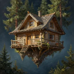 a hyper - detailed 3 d render like an oil painting of cabin in the woods floating through space and time!!!!! surreal concept art, lifelike, photorealistic, digital painting, aesthetic, smooth, sharp focus, artstation hd, by greg rutkowski, bruce pennington, valentina remenar, rhads, asher duran,
