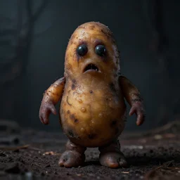 a man made of potato, dark, spooky, horror, scary