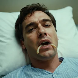 7 0 s movie still of a man with worms in the mouth in the hospital, cinestill 8 0 0 t 3 5 mm eastmancolor, heavy grain, high quality, high detail