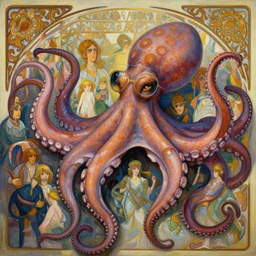 an hyper intricate oil painting of an octopus!!!!! on a party, hyper detailed tentacles, sunglasses, excellent composition, by yoshitaka amano, by greg rutkowski, by alphonse mucha, by rhads, by ross tran, trending on artstation