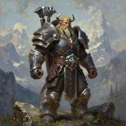 the hero mountain king from the game warcraft, oil painting, by greg rutkowski