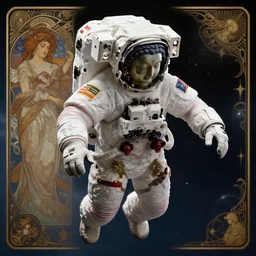 an ultradetailed matte painting of a the buddah as an astronaut sage, drifting through space, intricate detail, cinematic, 8 k, cel shaded, unreal engine, art by artgerm and alphonse mucha, pixv
